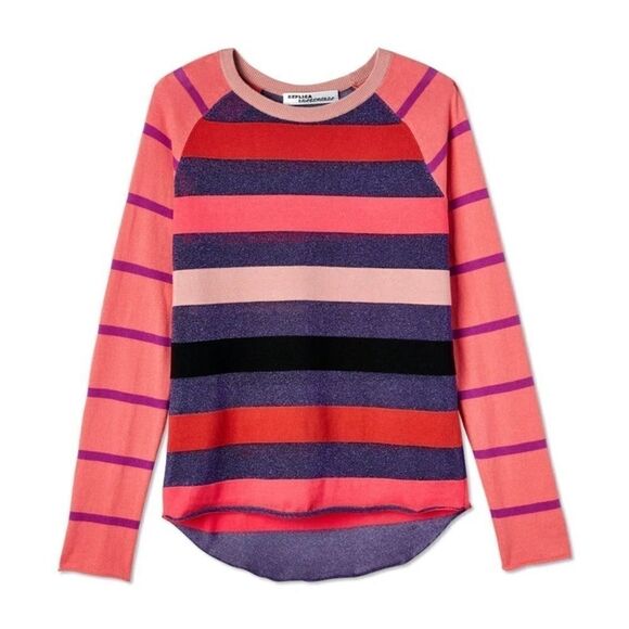 NWt Replica Los Angeles Super Stripe Rose Cotton Cashmere Multi Sweater Sz M - Picture 2 of 11